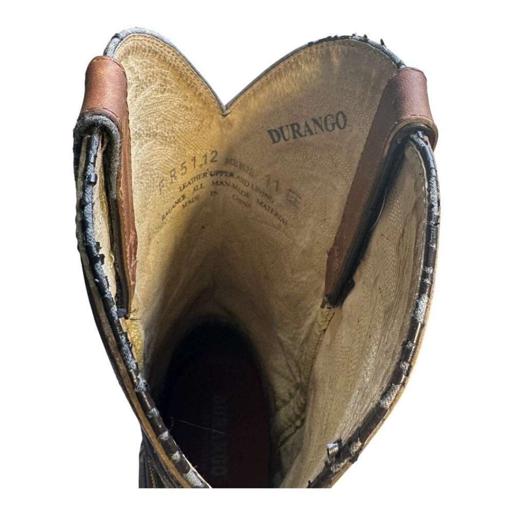 Durango Men’s Brown Western Cowboy Boots Size 11 EE Leather Round Toe - Picture 12 of 14